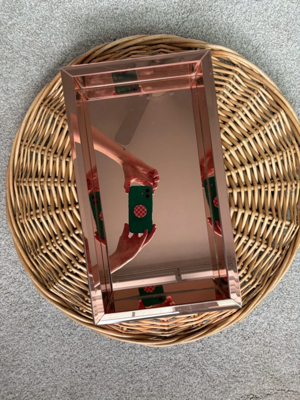Target Copper Colored Mirrored Felt Lined Heavy Household Tray